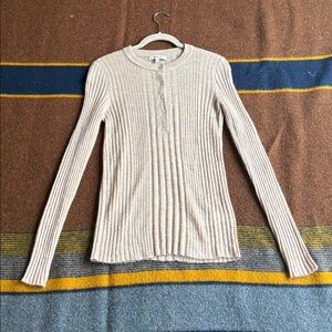 Brandy Melville Ribbed Button-Down Shirt - Soft Pink